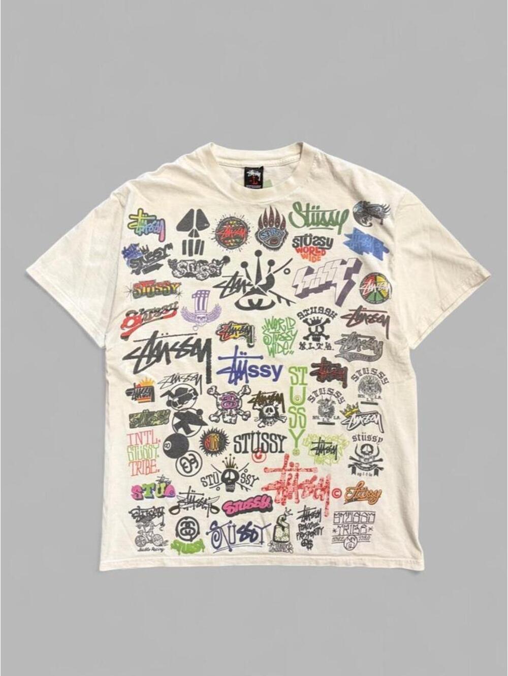 Vintage Stussy Logo History AOP Tee